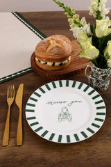 Avalon Home UK Bone China Plate with Green Stripes and Excuse You Design for Elegant Dining