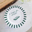 Avalon Home UK Bone China Plate with Green Stripes and Recipe for Dinner Design