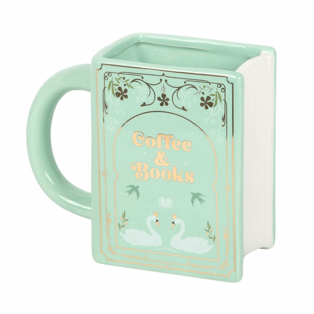 Coffee and Books Green Book Shaped Mug N/A