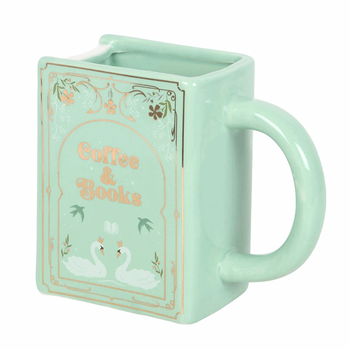 Coffee and Books Green Book Shaped Mug N/A