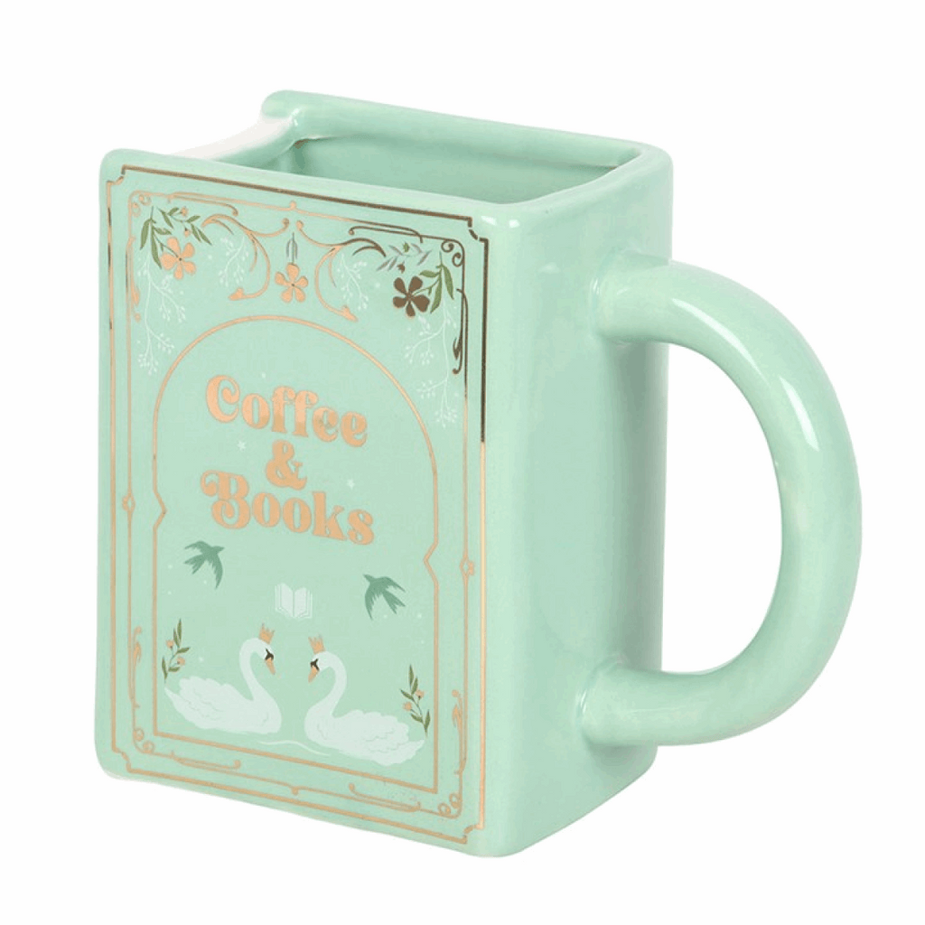 Coffee and Books Green Book Shaped Mug N/A