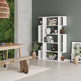 Modern Decortie bookcase in white, showcasing decorative items in a stylish interior setting