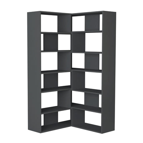Decortie modern corner bookcase with multiple shelves for stylish storage solutions