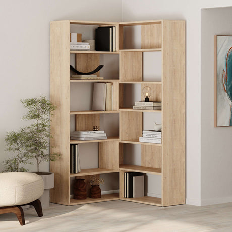 Stylish Decortie corner bookcase with multiple shelves for modern storage and display