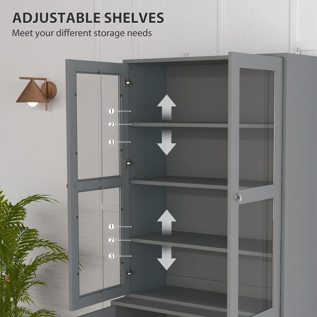 HOMCOM Bookcase Display Storage Cabinet with Glass Doors HOMCOM