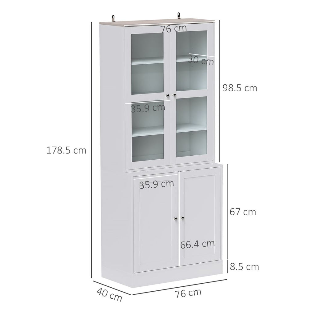 HOMCOM Bookcase Display Storage Cabinet with Glass Doors HOMCOM