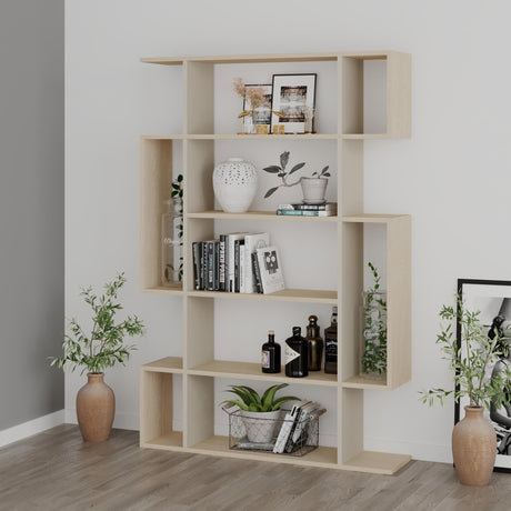 Decortie modern bookcase in light wood with multiple shelves for stylish home storage