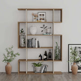 Decortie modern bookcase in natural wood finish, featuring open shelves for decor and books