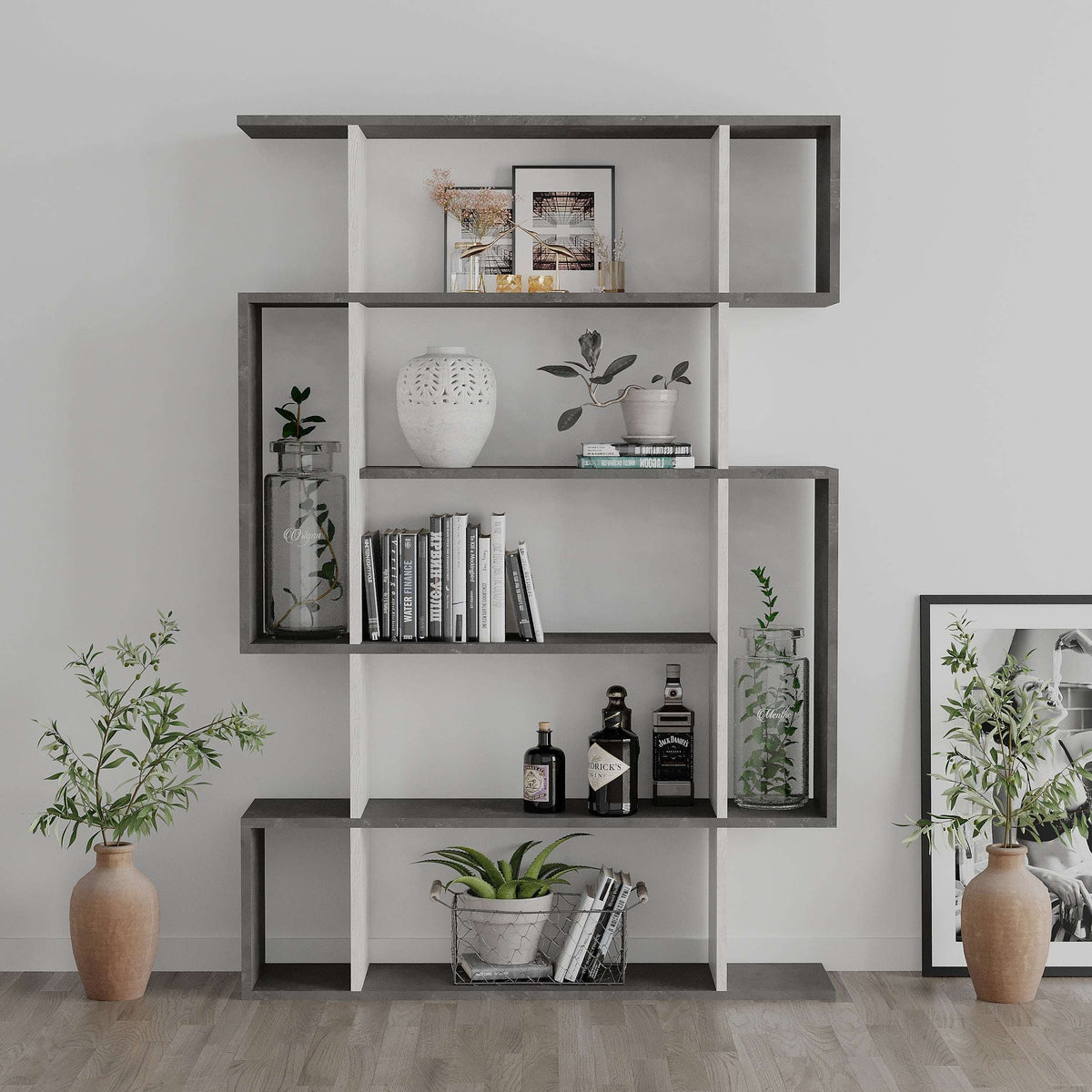 Modern Decortie bookcase in a stylish design with open shelving for books and decor