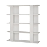 Decortie stylish white bookcase with multiple shelves for efficient storage and display