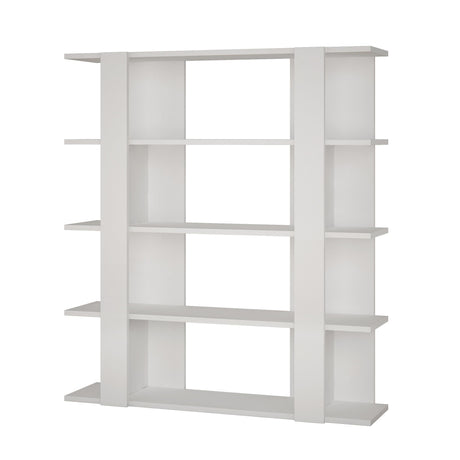 Decortie stylish white bookcase with multiple shelves for efficient storage and display