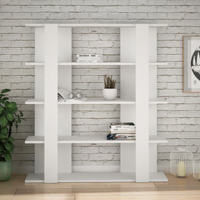 Decortie modern white bookcase with multiple shelves for stylish storage and display