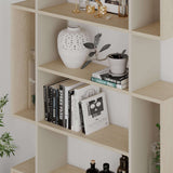 Decortie modern bookcase featuring open shelving and decorative accents for stylish storage