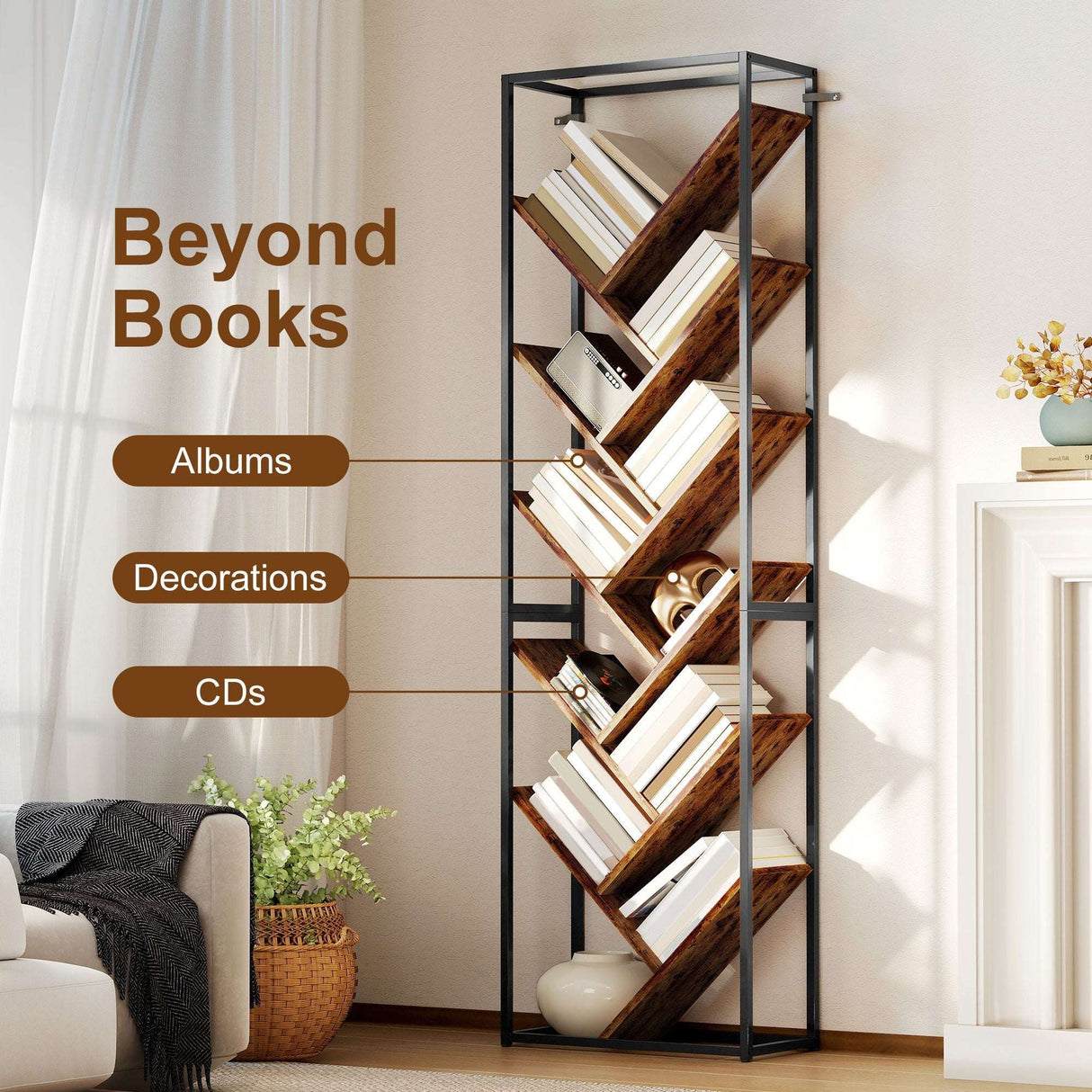 Stylish Wise Galleria Bookshelf with zigzag design for albums, decorations, and CDs