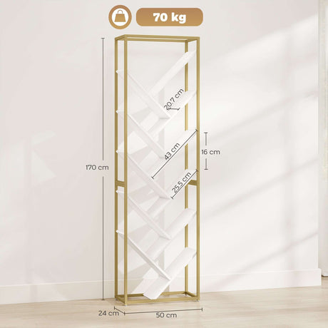Elegant Wise Galleria bookshelf with gold frame and unique zigzag design, perfect for modern interiors