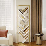 Modern Wise Galleria bookshelf in gold and white with angled shelves for stylish book display