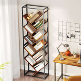 Modern zigzag bookshelf by Wise Galleria with wooden shelves and a sleek metal frame