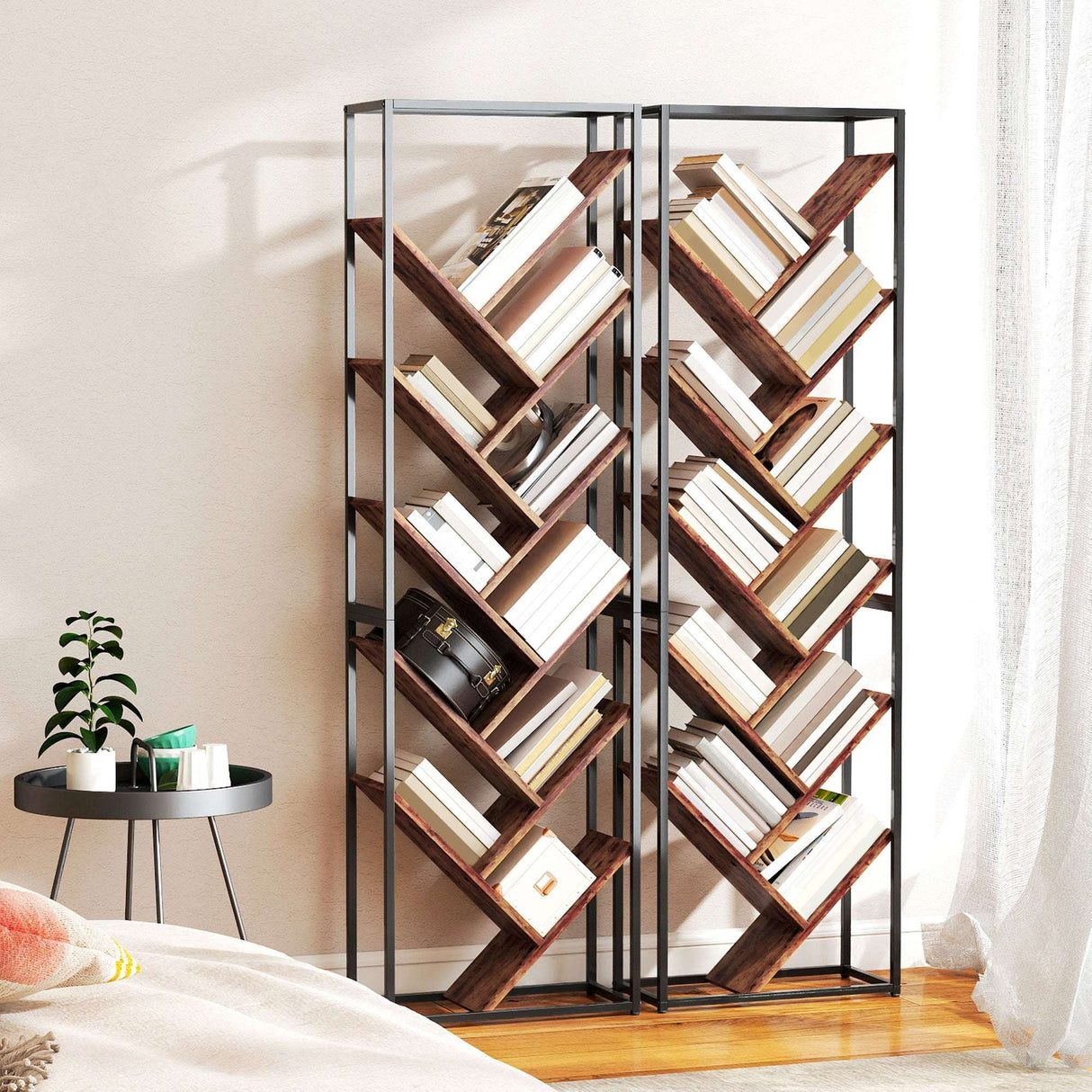 Modern Wise Galleria bookshelf with angled shelves for stylish book storage and display