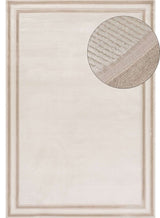 Elegant Bordered Rug in soft beige with a textured surface for a modern home decor