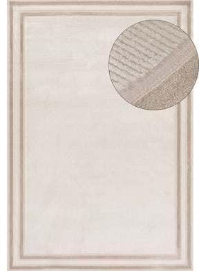 Elegant Bordered Rug in soft beige with a textured surface for a modern home decor