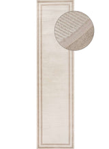 Elegant Bordered Rug in cream with a textured border, perfect for adding style to any hallway