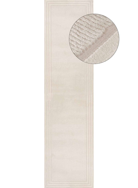Elegant Bordered Rug in a neutral colour with soft texture and detailed border design