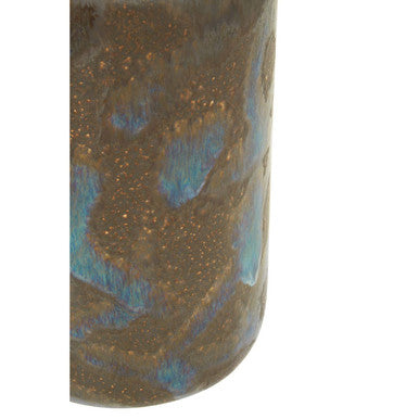 Orsina Bottle Vase with a unique textured finish in earthy tones and shimmering accents