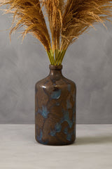 Orsina Bottle Vase in Brown and Blue with Pampas Grass Arrangement for Elegant Home Decor