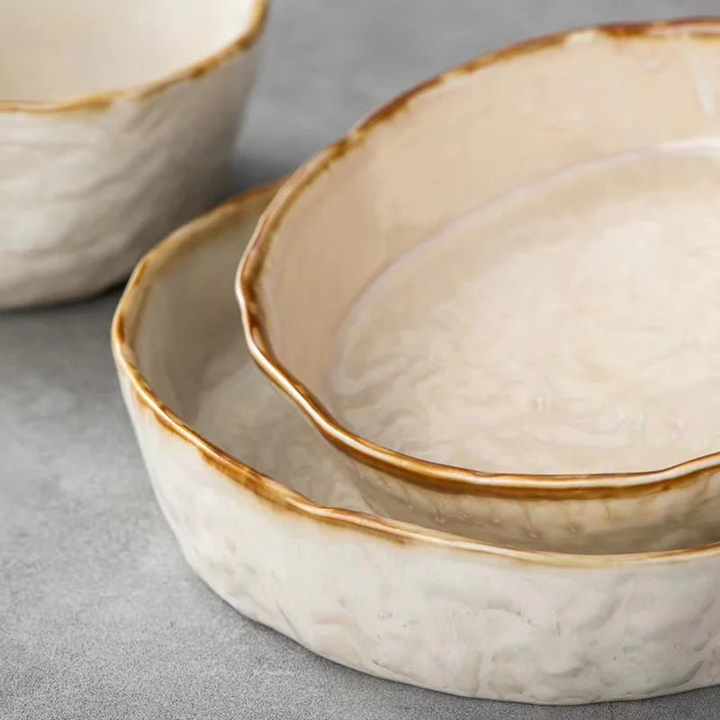 Nisu Home ceramic bowl set featuring three elegant hand-crafted bowls in neutral tones