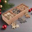 Pack Of 90 Wooden Star Hanging Decorations BROWN WOOD Shades 4 Seasons