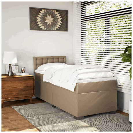 vidaXL Box Spring Bed with Mattress Cappuccino 90x190 cm Faux Leather vidaXL