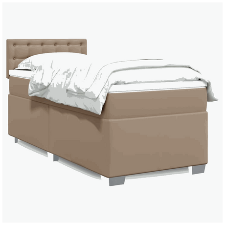 vidaXL Box Spring Bed with Mattress Cappuccino 90x190 cm Faux Leather vidaXL
