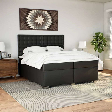 vidaXL Box Spring Bed with Mattress Black 200x200 cm Faux Leather vidaXL