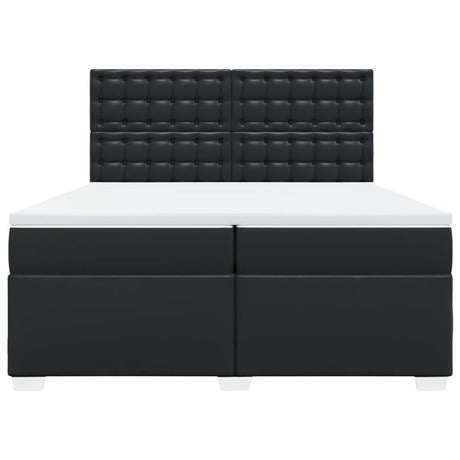 vidaXL Box Spring Bed with Mattress Black 200x200 cm Faux Leather vidaXL