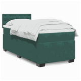 vidaXL Box Spring Bed with Mattress Dark Green 90x190 cm Velvet vidaXL