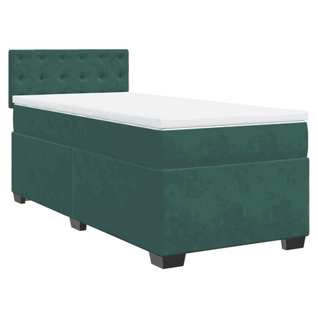vidaXL Box Spring Bed with Mattress Dark Green 90x190 cm Velvet vidaXL