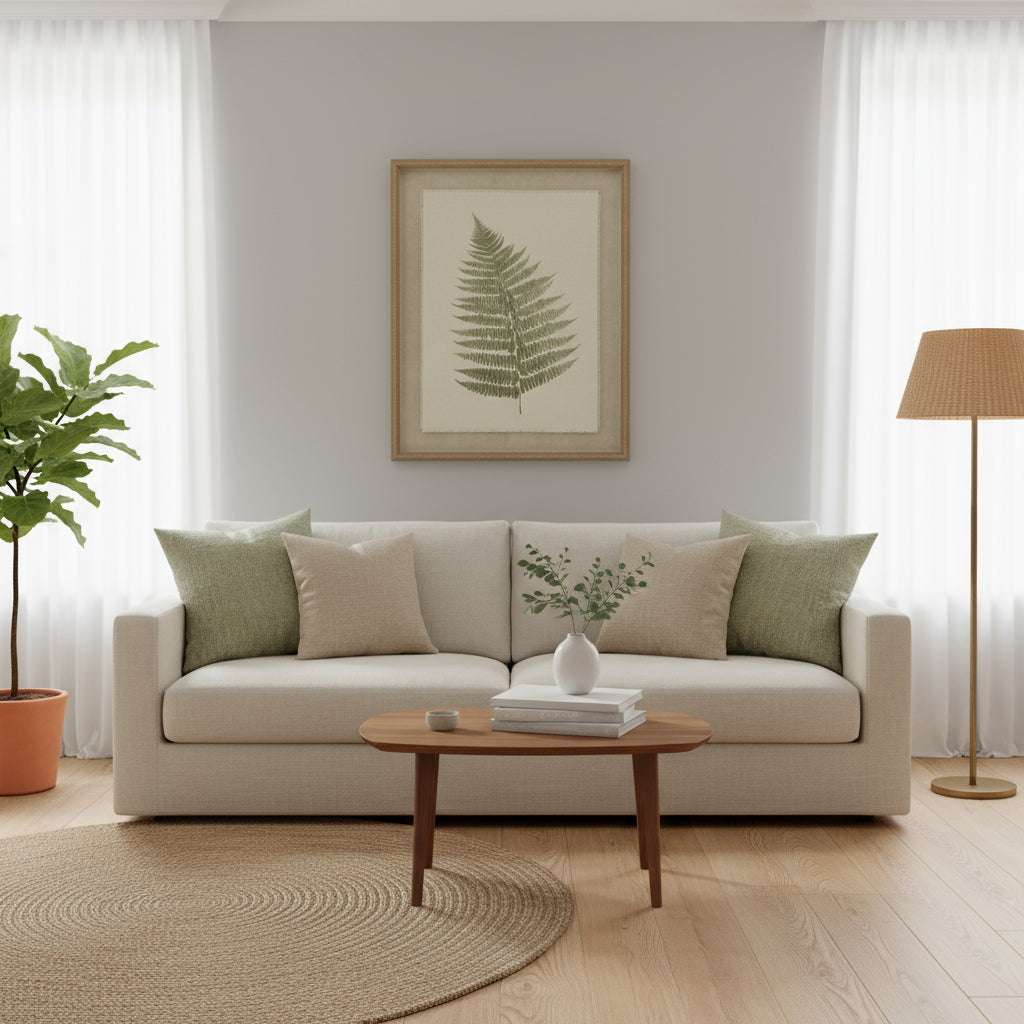 Bracken Art On Texture-Torn Paper With Beaded Frame WHITE GLASS Shades 4 Seasons