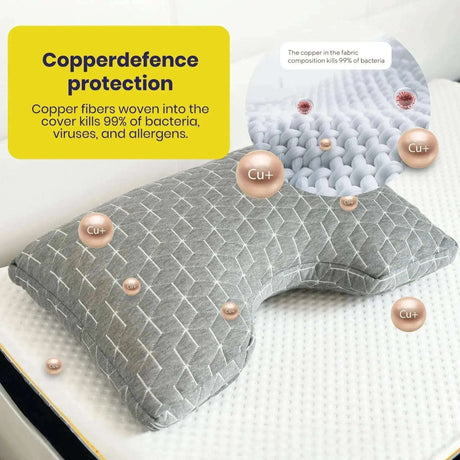 Brightr Sleep Memory Foam pillow with Copperdefence protection against bacteria and allergens for side sleepers