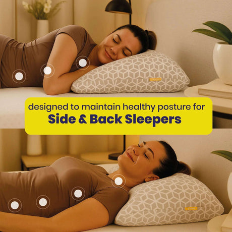 Brightr Sleep Memory Foam pillow designed for side and back sleepers to maintain healthy posture and comfort