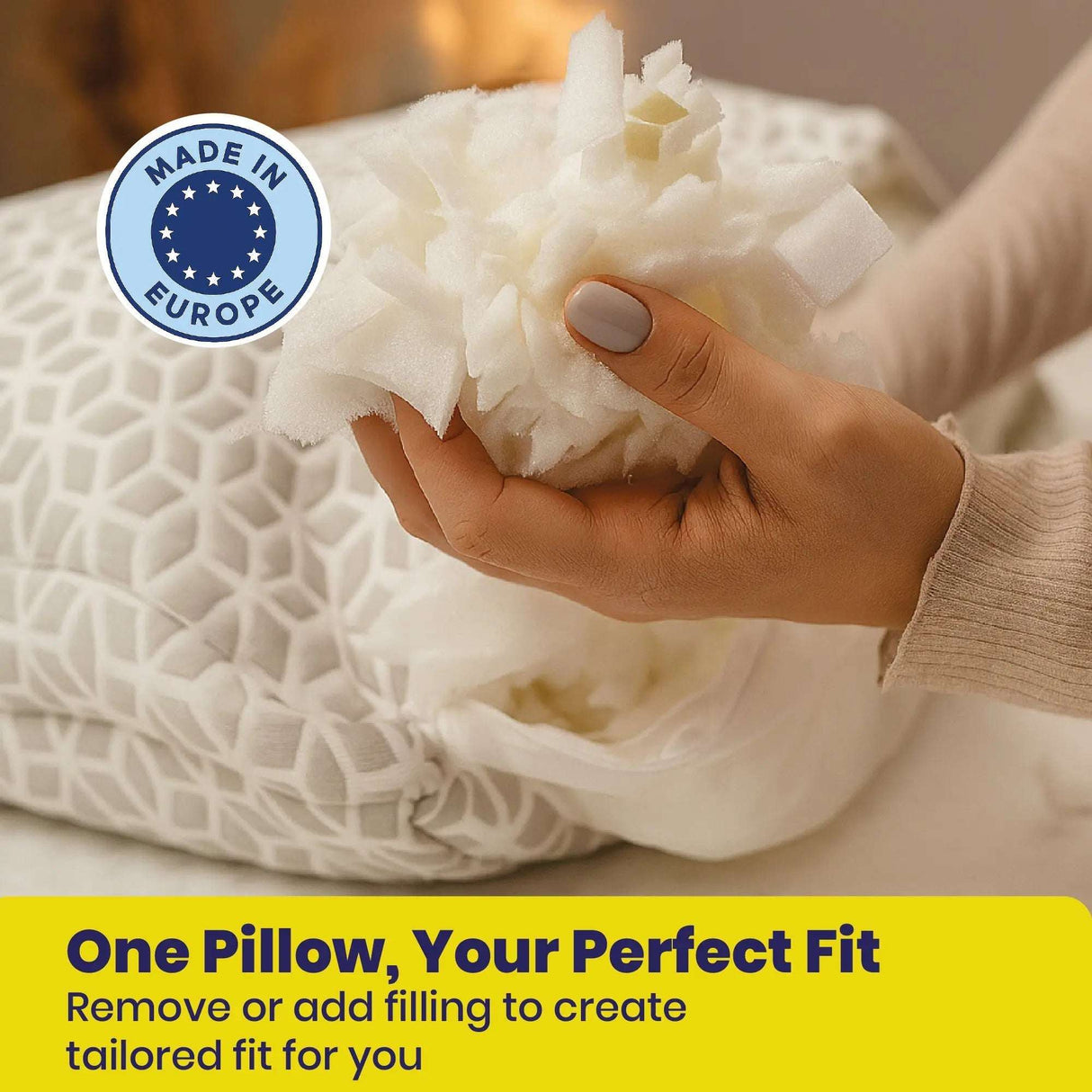 Adjustable Memory Foam pillow designed for customised comfort, ideal for side sleepers and neck pain relief