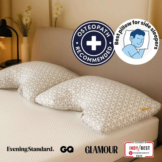 Brightr Sleep Memory Foam pillow designed for side sleepers, providing comfort and support for neck pain.