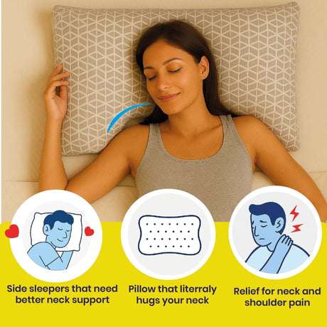 Brightr Sleep Memory Foam pillow designed for side sleepers offering neck support and pain relief