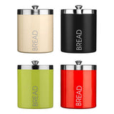Orsina Bread Bin Set in Black, Red, Green, and Cream with Contemporary Design and Metal Lids