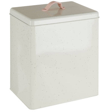 Orsina Cream Bread Bin with Lid and Pink Handle for Kitchen Storage