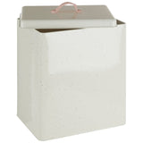 Orsina White Speckled Bread Bin with a Pink Handle for Stylish Kitchen Storage