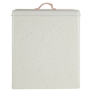 Orsina Vintage Style Bread Bin in Cream with a Pink Handle for Kitchen Storage