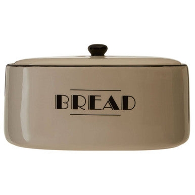 Orsina Bread Bin in stylish grey with a sleek design and black lettering