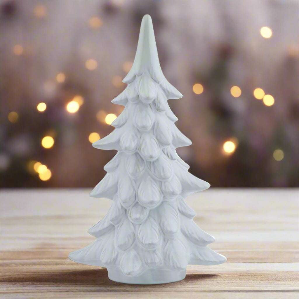 Shades 4 Seasons Snowy Fir Tree - Ceramic Tabletop Decor WHITE RESIN Shades 4 Seasons