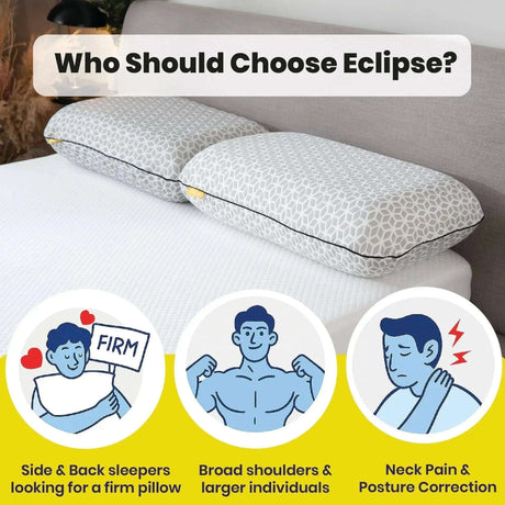 Brightr Eclipse memory foam pillow suitable for side sleepers offering firm support for neck pain relief