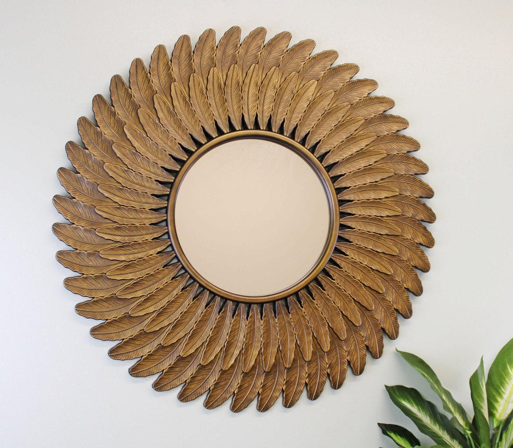 Bronze Effect Feather Frame Mirror Geko Products